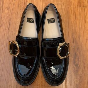Louise et Cie Black Patent Leather Buckle Loafers, size 7.5, Preppy Whimsigoth